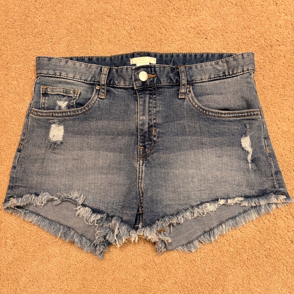 HM Distressed Denim Shorts Size 6 Stretch Cotton Daisy Dukes Festival Grunge